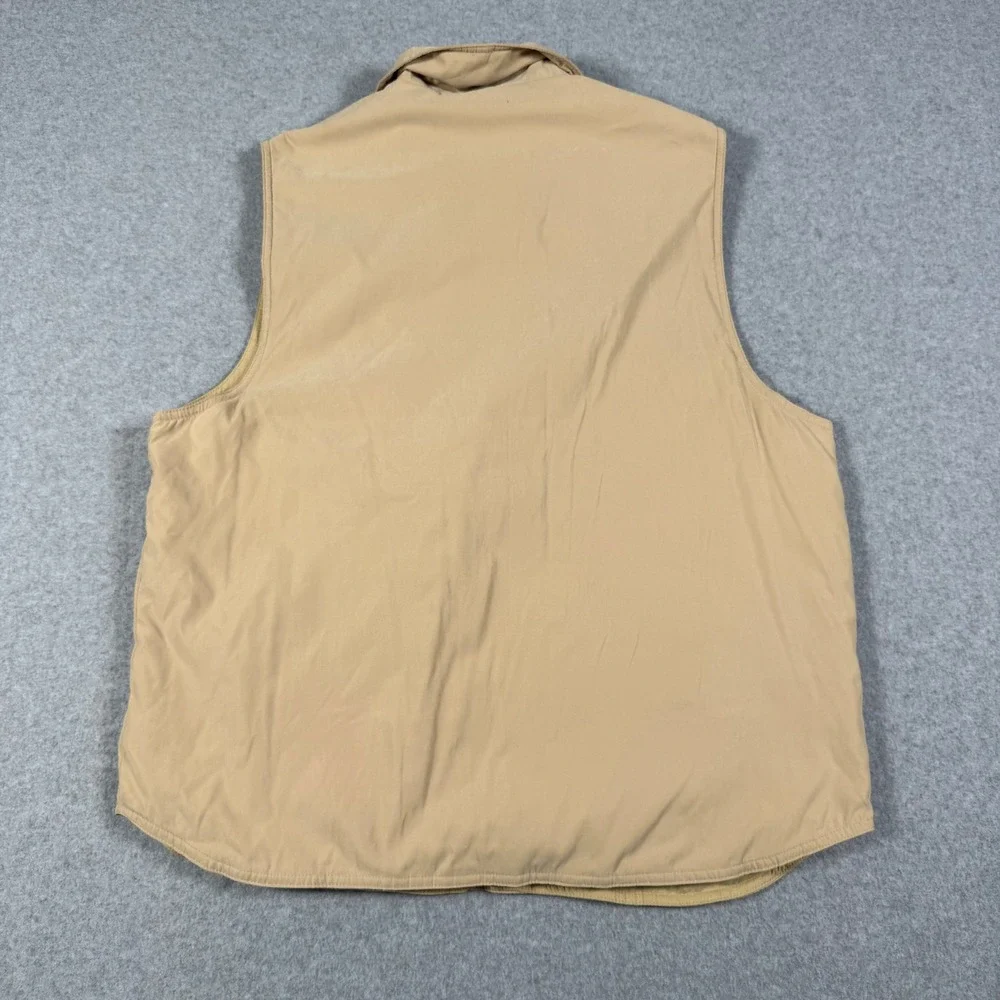 Nikken Mens Insulated Vest Tan Beige Full Zip Snap Front Ceramic Fiber Size L